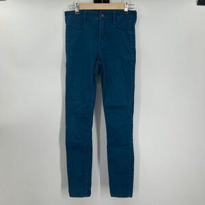 Hollister High Rise Jean Legging Teal Blue Super Skinny Stretch Pants Size 3 W26